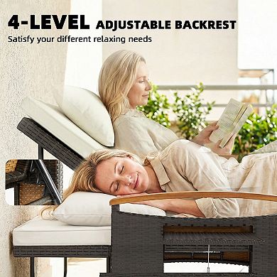 Outsunny Rattan Outdoor Daybed w/4-Level Adjustable Backrest,