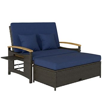Outsunny Rattan Outdoor Daybed w/4-Level Adjustable Backrest,