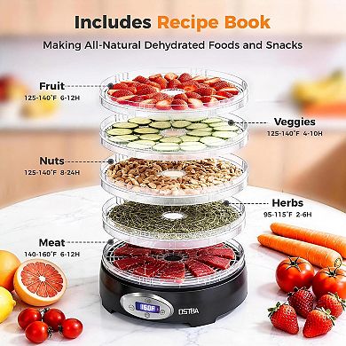 OSTBA Food Dehydrator, Adjustable Temp 95160℉, 48H Timer for Fruits, Veggies, Jerky, Herbs