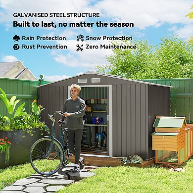 Outsunny 9ft x 6ft Storage Shed Garden Tool House w/ Vents Doors