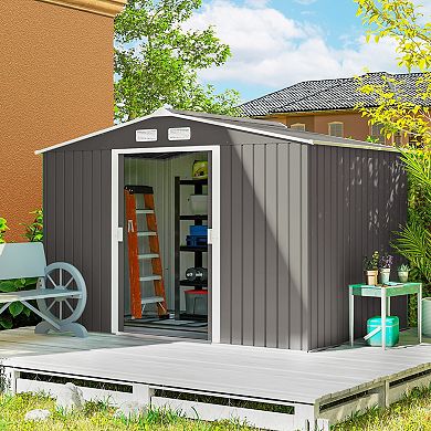Outsunny 9ft x 6ft Storage Shed Garden Tool House w/ Vents Doors