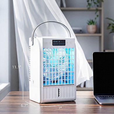HOMCOM Portable Air Conditioner, 4-in-1 Mini Air Cooler with RGB Light