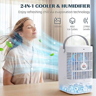 HOMCOM Portable Air Conditioner, 4-in-1 Mini Air Cooler with RGB Light