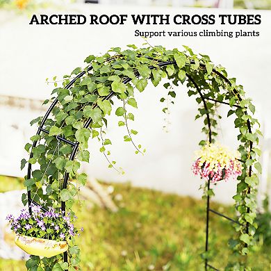 Outsunny 8 ft Steel Garden Arch, Garden Arbor Trellis