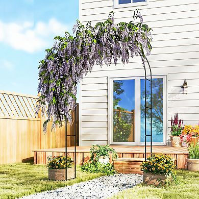 Outsunny 8 ft Steel Garden Arch, Garden Arbor Trellis