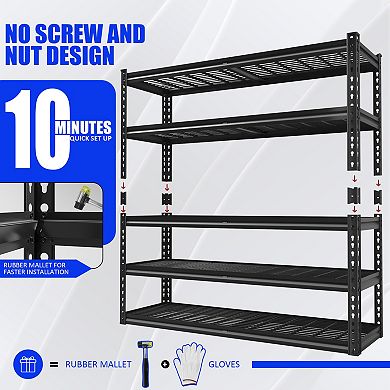 5-Tier Heavy Duty Shelving Adjustable Garage Storage Shelves Metal Shelving Unit 48in x 24in x 72in