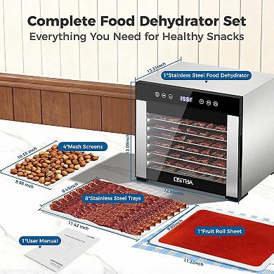 OSTBA Food Dehydrator, 95165℉, 48h Digital Timer, Recipe for Fruit, Vegetable, Jerky, Herb