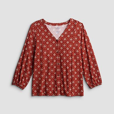 Women's Croft & Barrow® V-Neck Button Front Blouse