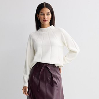 Women's Nine West Mock Neck Wide Rib Sweater