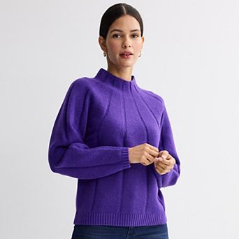 Women's Nine West Mock Neck Wide Rib Sweater