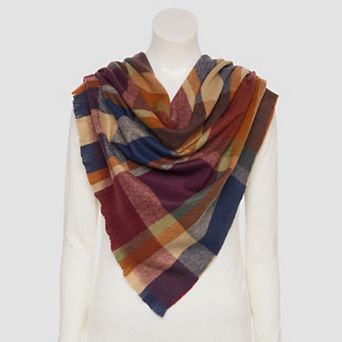 Women's Nine West Oversized Plaid Feather Soft Triangle Scarf