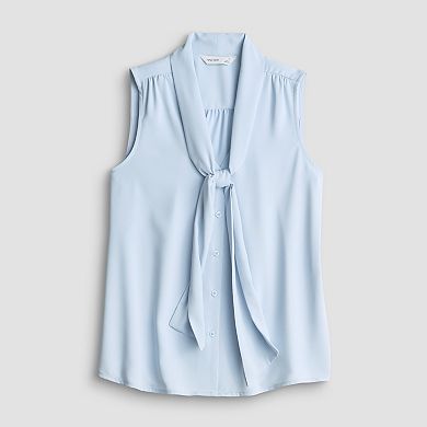 Petite Nine West Sleeveless Tie Neck Blouse