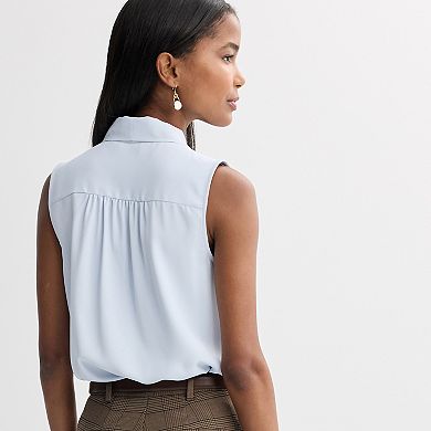 Petite Nine West Sleeveless Tie Neck Blouse