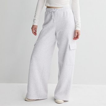 Juniors' Pink Republic Fleece Cargo Wide Leg Sweatpants