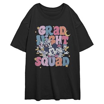 Juniors' Disney's Mickey Mouse Grad Night Squad Oversized Graphic Tee
