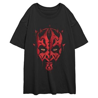 Juniors' Star Wars Darth Maul Paint Portrait Oversized Graphic Tee