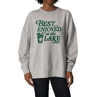 Women's Best Enjoyed At The Lake Oversized Fleece Crew Sweatshirt