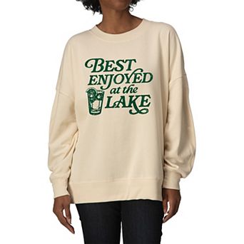 Women's Best Enjoyed At The Lake Oversized Fleece Crew Sweatshirt
