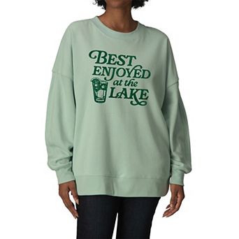 Women's Best Enjoyed At The Lake Oversized Fleece Crew Sweatshirt
