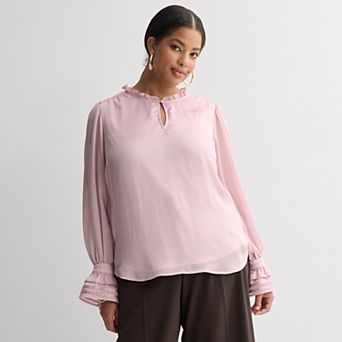 Plus Size Nine West Ruffle Sleeve Blouse