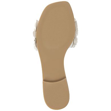 Journee Women's Azalea Floral Embellished Square Toe Flat Sandals