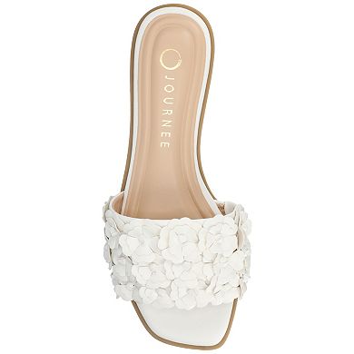 Journee Women's Azalea Floral Embellished Square Toe Flat Sandals