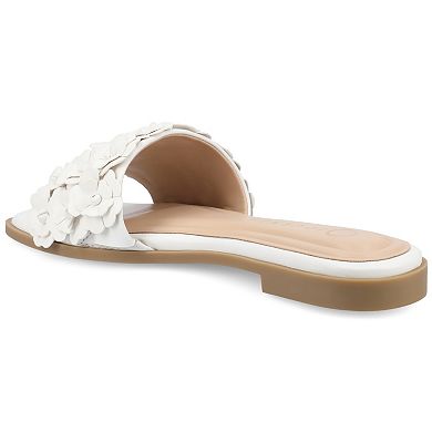 Journee Women's Azalea Floral Embellished Square Toe Flat Sandals