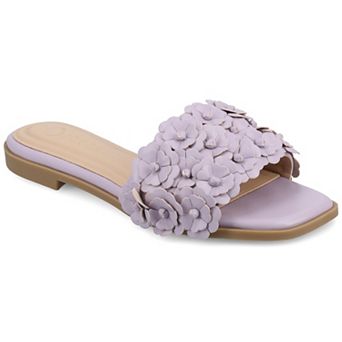 Journee Women's Azalea Floral Embellished Square Toe Flat Sandals