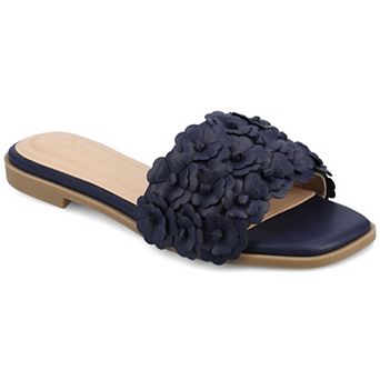 Journee Women's Azalea Floral Embellished Square Toe Flat Sandals