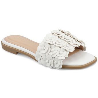 Journee Women's Azalea Floral Embellished Square Toe Flat Sandals