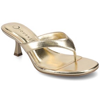 Journee Women's Danielle Kitten Heel Thong Sandals