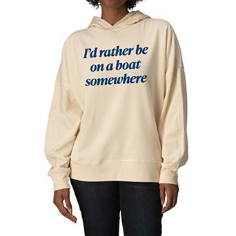 Women's I'd Rather Be On A Boat Somewhere Oversized Fleece Hoodie Sweatshirt