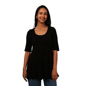 Petite 24Seven Comfort Apparel Basic Swing Tunic Top