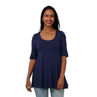 Petite 24Seven Comfort Apparel Basic Swing Tunic Top