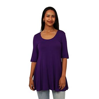 Petite 24Seven Comfort Apparel Basic Swing Tunic Top
