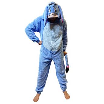 Men's Disney's Winnie the Pooh Eeyore Fleece Hooded One-Piece Pajamas