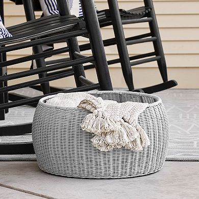 Household Essentials Glidez Handwoven Resin Storage Stool Ottoman