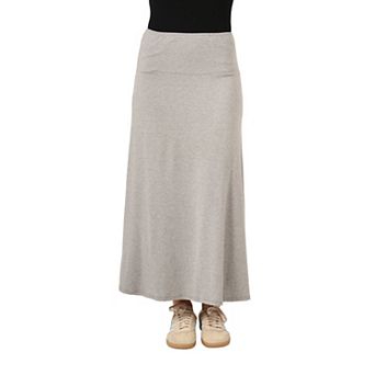 Women's 24Seven Comfort Apparel Basic Petite Fit Elastic Waist A Line Maxi Skirt