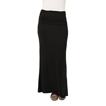 Petite 24Seven Comfort Apparel A-Line Foldover Maxi Skirt