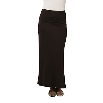 Petite 24Seven Comfort Apparel A-Line Foldover Maxi Skirt