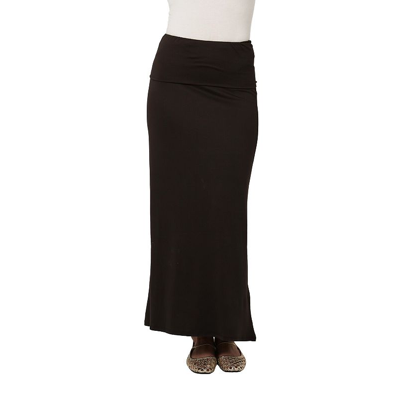 Petite 24Seven Comfort Apparel A-Line Foldover Maxi Skirt, Women's,