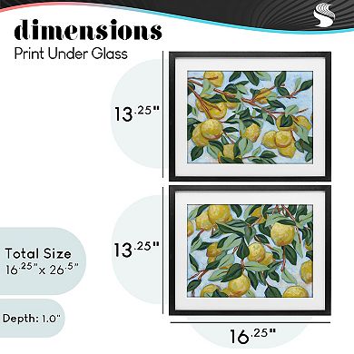 Stupell Home Decor Sunshine Lemon Tree Framed Print Under Glass Wall Art 2-Piece Set