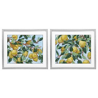 Stupell Home Decor Sunshine Lemon Tree Framed Print Under Glass Wall Art 2 pc Set