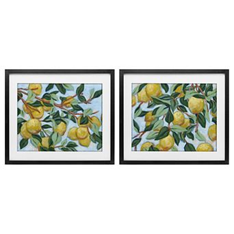 Stupell Home Decor Sunshine Lemon Tree Framed Print Under Glass Wall Art 2 pc Set