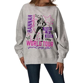 Women's Disney's Hannah Montana Graphic Oversized Fleece Crew Sweatshirt