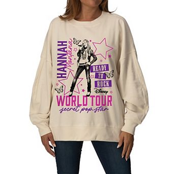 Women's Disney's Hannah Montana Graphic Oversized Fleece Crew Sweatshirt