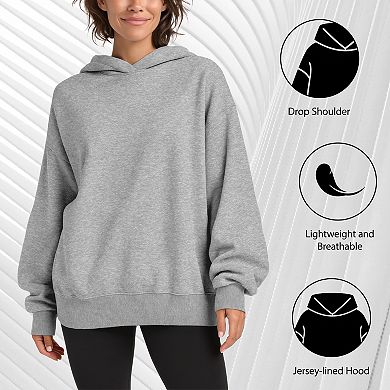 Women's Disney's Hannah Montana Logo Oversized Fleece Hoodie Sweatshirt
