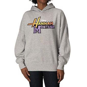 Women's Disney's Hannah Montana Logo Oversized Fleece Hoodie Sweatshirt