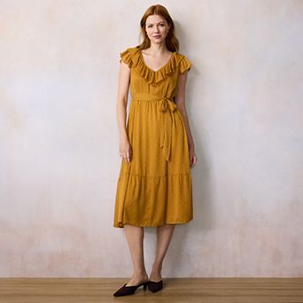 Women's LC Lauren Conrad Ruffle Collar Sleeveless Midi Dress