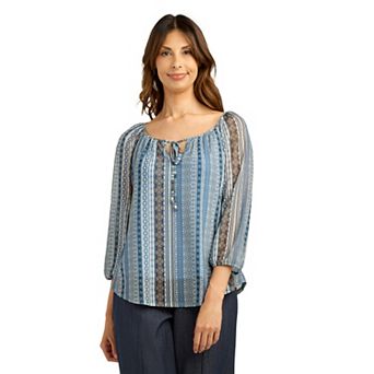 Women's AB Studio Three-Quarter Sleeve Peasant Top